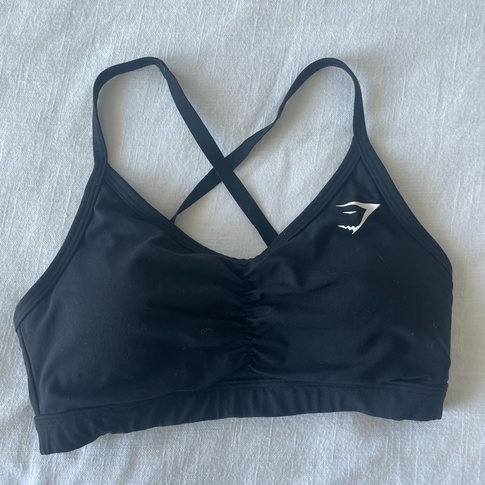 Black Gymshark Ruched Sports Bra